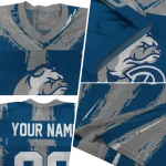 personalized drake bulldogs striped texture blue jersey best selling