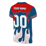 personalized florida atlantic owls dripping flames blue white jersey best selling