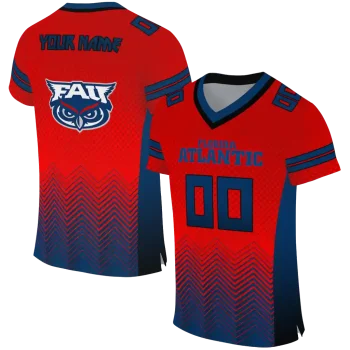 personalized florida atlantic owls halftone sweep red black jersey best selling