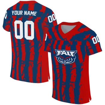 personalized florida atlantic owls stripe splatter blue jersey best selling