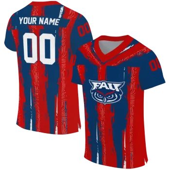 personalized florida atlantic owls striped texture blue jersey best selling
