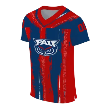 personalized florida atlantic owls striped texture blue jersey fashion forward