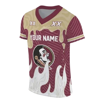 personalized florida state seminoles dripping flames garnet white jersey fashion forward