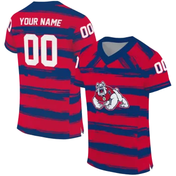 personalized fresno state bulldogs art stripe red jersey best selling