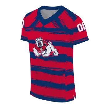 personalized fresno state bulldogs art stripe red jersey fashion forward