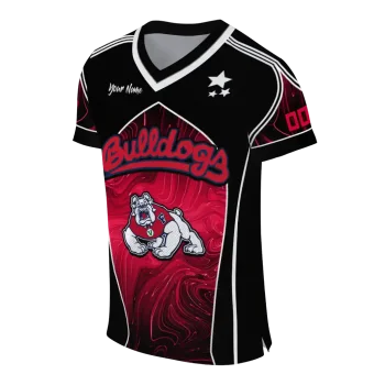 personalized fresno state bulldogs halftone slant red black jersey fashion forward