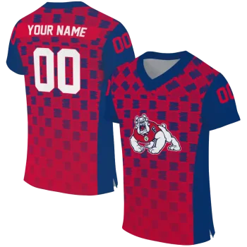 personalized fresno state bulldogs stacked rectangle red jersey best selling