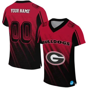 personalized georgia bulldogs halftone flow red black jersey best selling