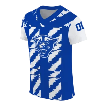 personalized georgia state panthers stripe block blue jersey fashion forward