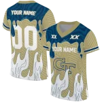 personalized georgia tech yellow jackets dripping flames gold white jersey best selling