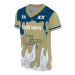 personalized georgia tech yellow jackets dripping flames gold white jersey best selling