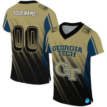 personalized georgia tech yellow jackets halftone flow gold black jersey best selling