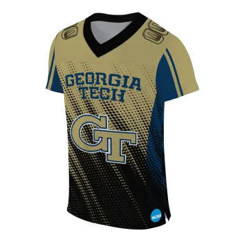 personalized georgia tech yellow jackets halftone flow gold black jersey fashion forward