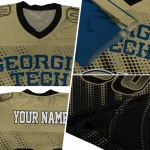personalized georgia tech yellow jackets halftone flow gold black jersey best selling