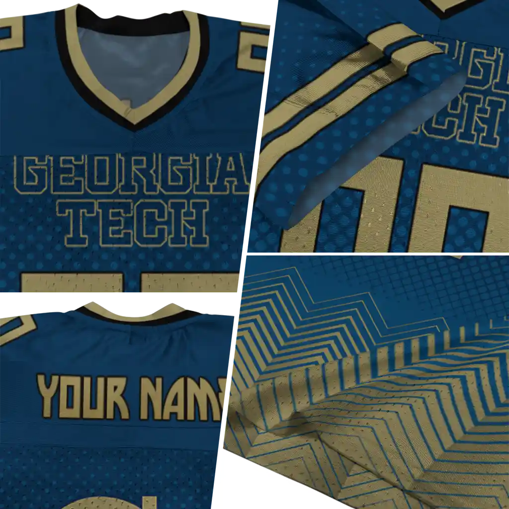 personalized georgia tech yellow jackets halftone sweep blue black jersey new arrival personalized georgia tech yellow jackets halftone sweep blue black jersey new arrival