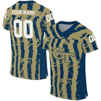 personalized georgia tech yellow jackets stripe splatter gold jersey best selling