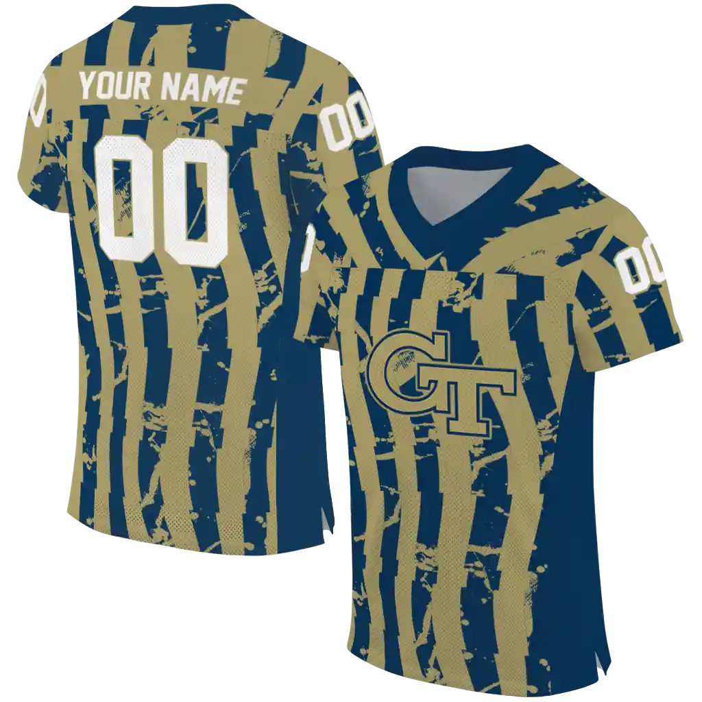 personalized georgia tech yellow jackets stripe splatter gold jersey best selling personalized georgia tech yellow jackets stripe splatter gold jersey best selling