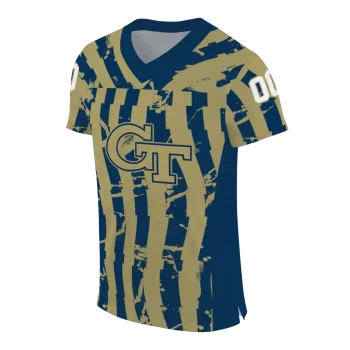 personalized georgia tech yellow jackets stripe splatter gold jersey fashion forward