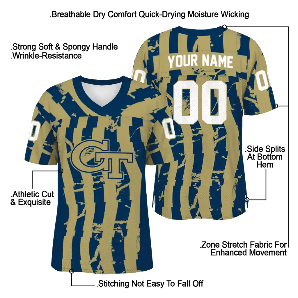 personalized georgia tech yellow jackets stripe splatter gold jersey latest model personalized georgia tech yellow jackets stripe splatter gold jersey latest model