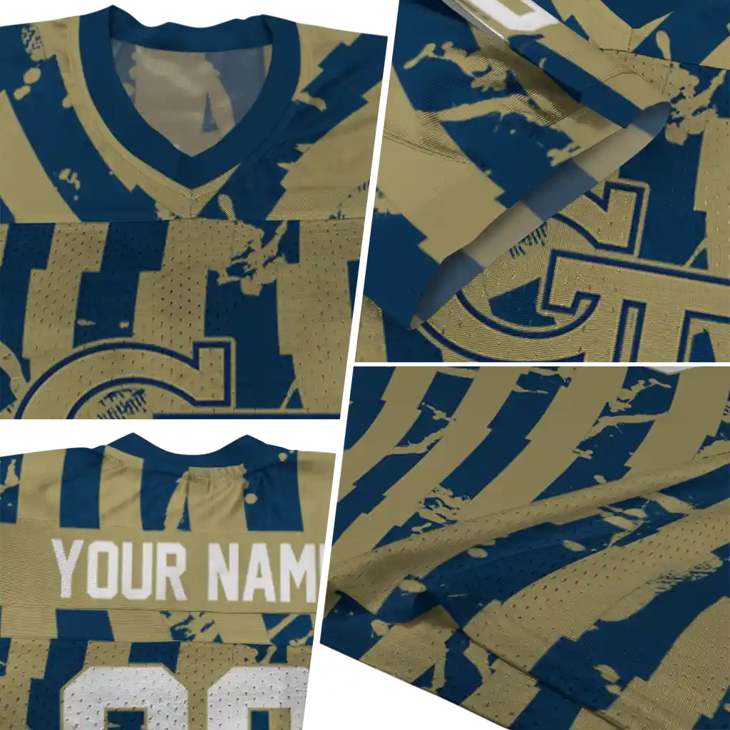 personalized georgia tech yellow jackets stripe splatter gold jersey new arrival personalized georgia tech yellow jackets stripe splatter gold jersey new arrival