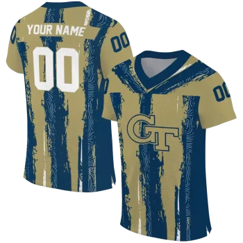 personalized georgia tech yellow jackets striped texture gold jersey best selling