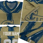 personalized georgia tech yellow jackets striped texture gold jersey best selling
