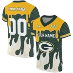 personalized green bay packers dripping flames green white jersey best selling