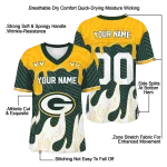 personalized green bay packers dripping flames green white jersey best selling