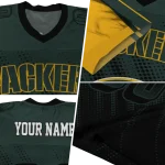 personalized green bay packers halftone fade green black jersey best selling