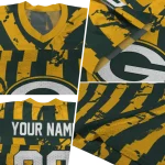 personalized green bay packers stripe splatter green jersey best selling
