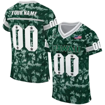 personalized hawaii rainbow warriors camouflage abstract green jersey best selling