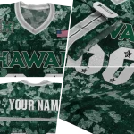 personalized hawaii rainbow warriors camouflage abstract green jersey best selling