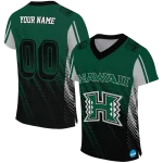 personalized hawaii rainbow warriors halftone flow green black jersey best selling