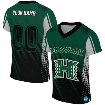 personalized hawaii rainbow warriors halftone flow green black jersey best selling