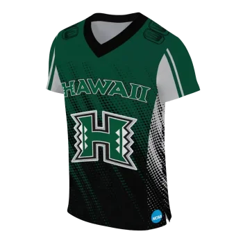 personalized hawaii rainbow warriors halftone flow green black jersey fashion forward