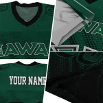 personalized hawaii rainbow warriors halftone flow green black jersey best selling