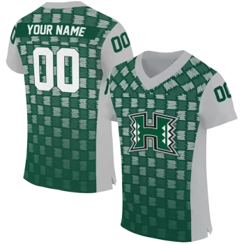 personalized hawaii rainbow warriors stacked rectangle green jersey best selling