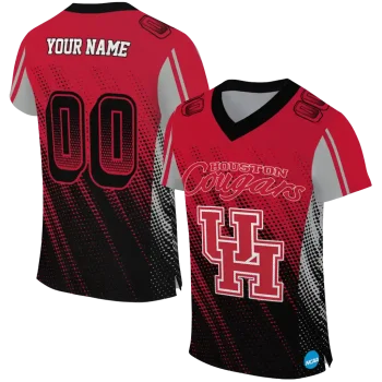 personalized houston cougars halftone flow red black jersey best selling
