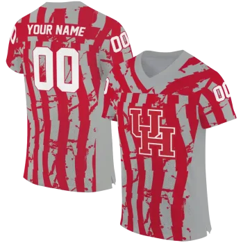 personalized houston cougars stripe splatter red jersey best selling