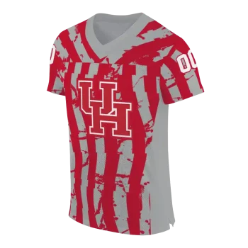 personalized houston cougars stripe splatter red jersey fashion forward