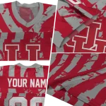 personalized houston cougars stripe splatter red jersey best selling