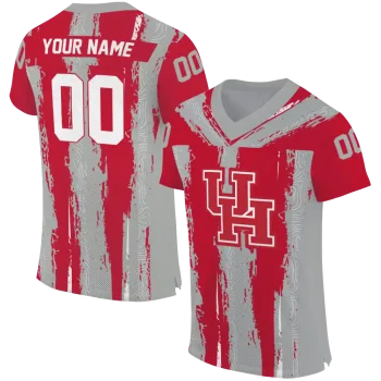 personalized houston cougars striped texture red jersey best selling