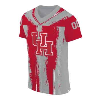 personalized houston cougars striped texture red jersey fashion forward