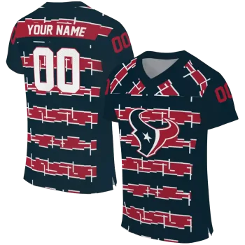 personalized houston texans layered grids blue jersey best selling