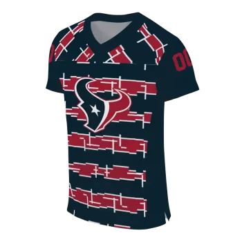 personalized houston texans layered grids blue jersey fashion forward