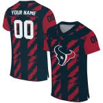 personalized houston texans stripe block blue jersey best selling