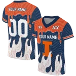 personalized illinois fighting illini dripping flames blue white jersey best selling