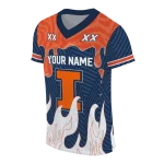 personalized illinois fighting illini dripping flames blue white jersey best selling
