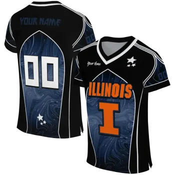 personalized illinois fighting illini halftone slant blue black jersey best selling