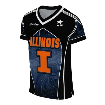 personalized illinois fighting illini halftone slant blue black jersey fashion forward